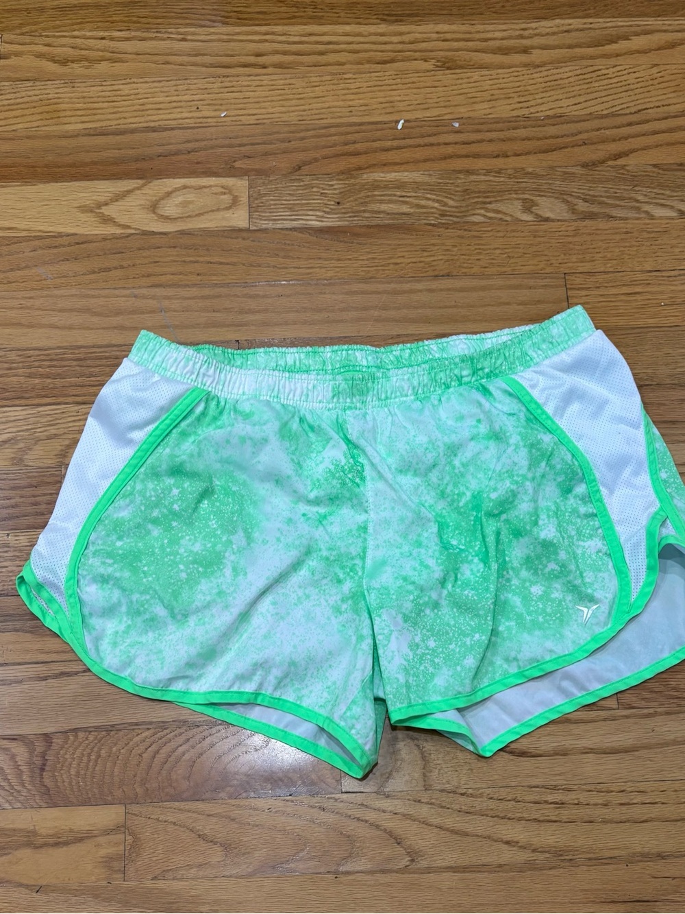 Old Navy Green Tie-Dye Athletic Shorts with White Mesh